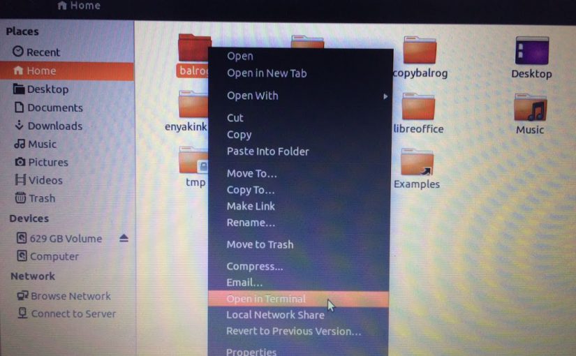 Ubuntu 14.04 LTS için “Open in Terminal” Seçeneği Ekleme